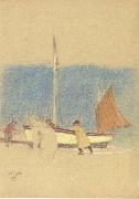 Joseph E.Southall Fishermen and Boat on the Shore china oil painting artist